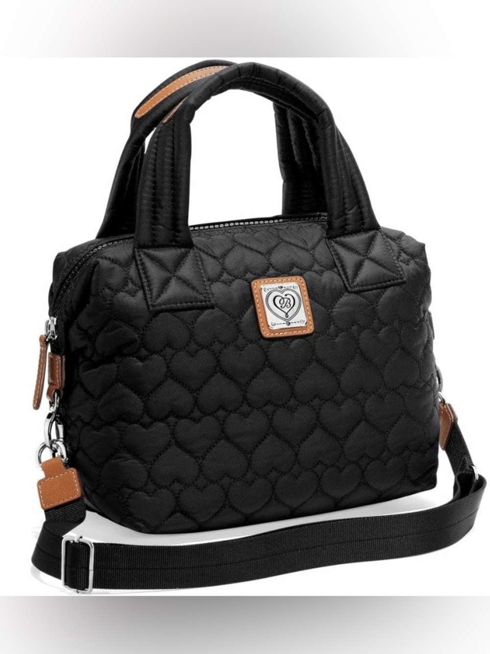 Brighton Black Quilted Crossbody Tote with Heart Charm - Kayden